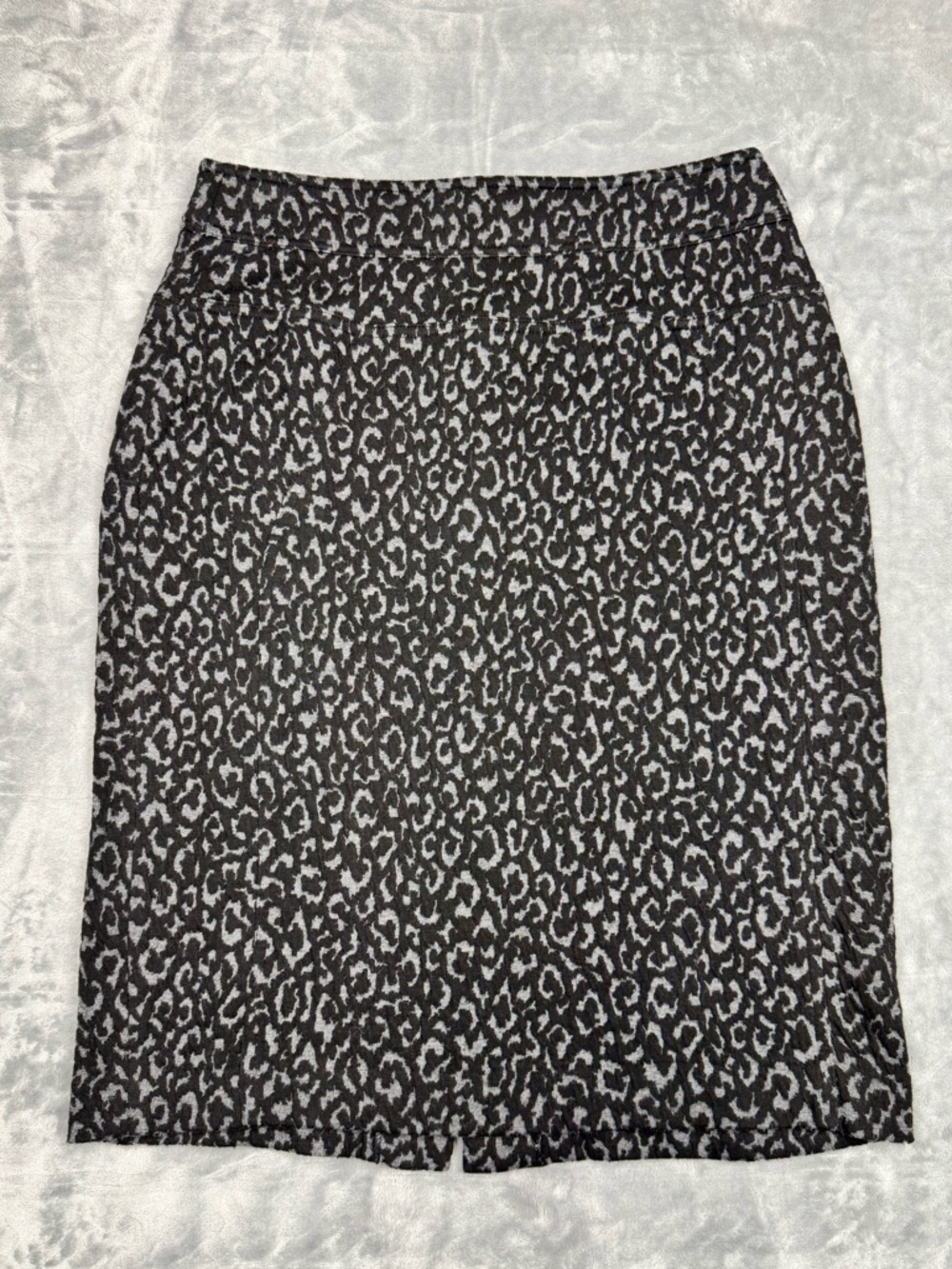 Adrienne Vittadini Charcoal and Black Leopard Pencil Skirt